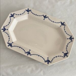 Independence ironstone ash lawn serving platter blue white octagonal